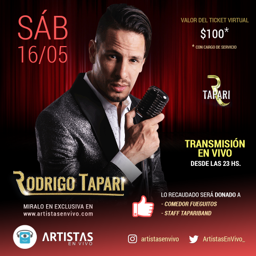 Comprá entradas para el show de RODRIGO TAPARI en Artistas en Vivo